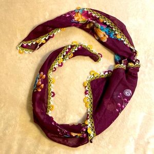 Purple Turkish oya scarf